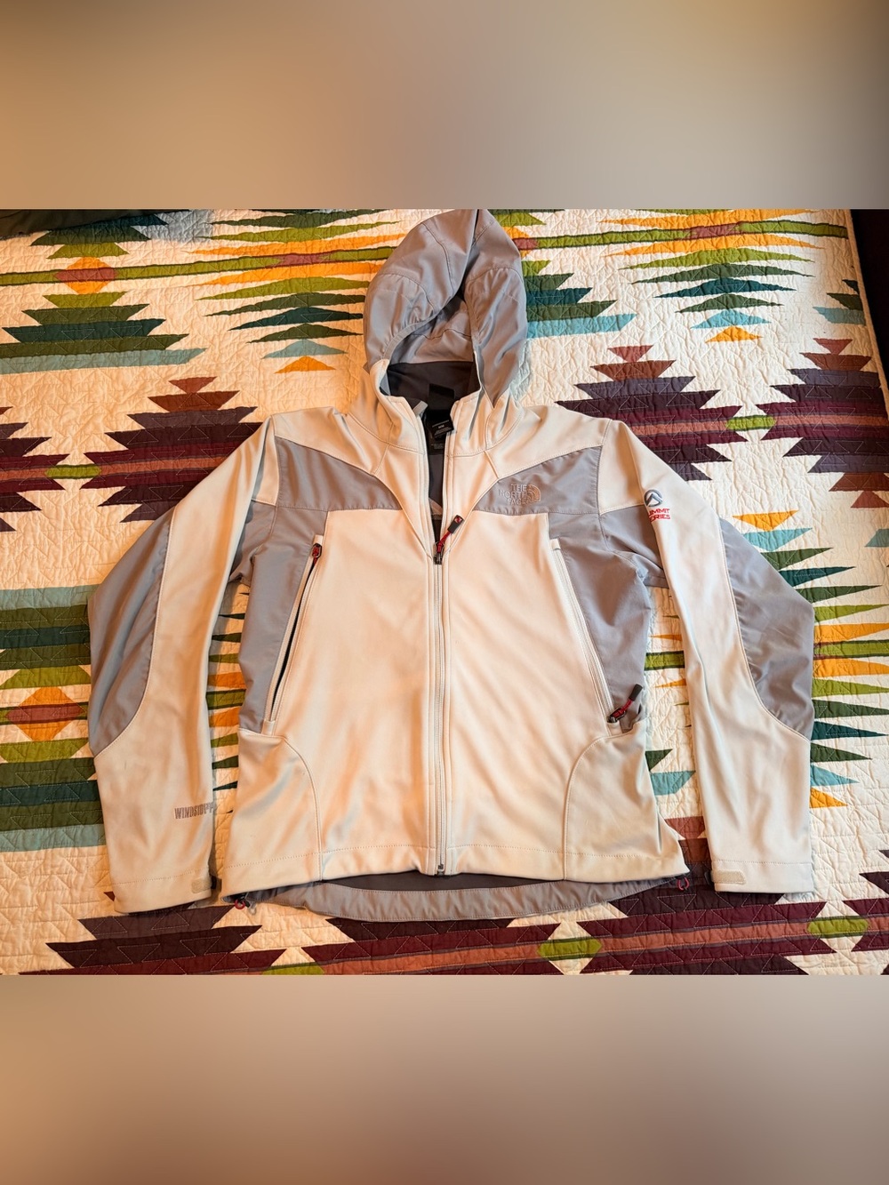 The North Face Women's Light Gray & Gray Hooded Softshell Ski Jacket
